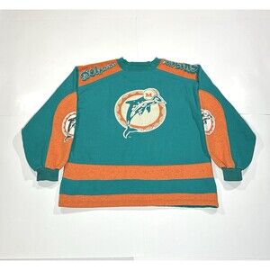 Vintage 90s NFL Miami Dolphins Crewneck Sweatshirt Sz Large Triple Fat Goose USA